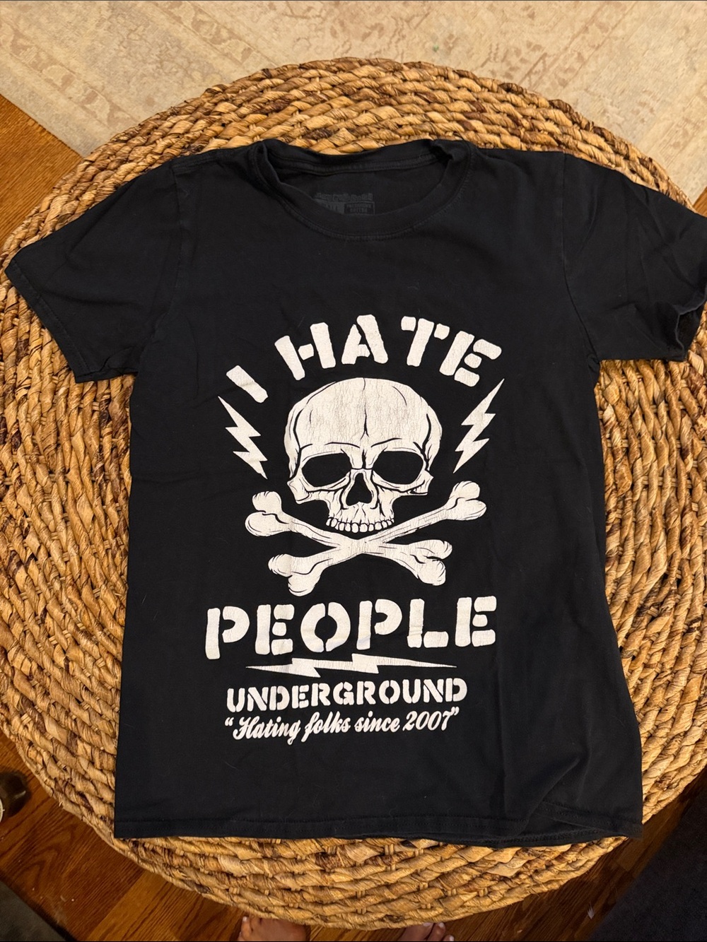 Underground I Hate People Black with Skull & 'crossbones Graphic Tee